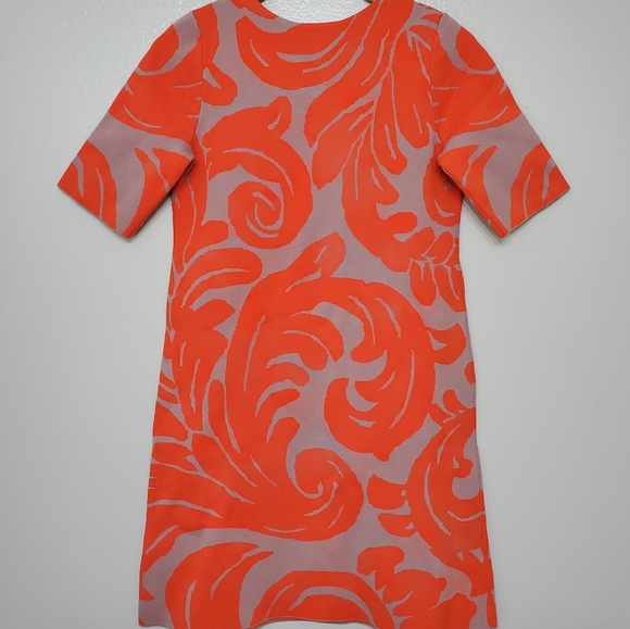 Ann Taylor Paisley Fan Leaf Shift Sweater Orange Red Dress - Picture 6 of 6
